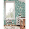 Ostanskar Turquoise Retro Floral Wallpaper - Image 2