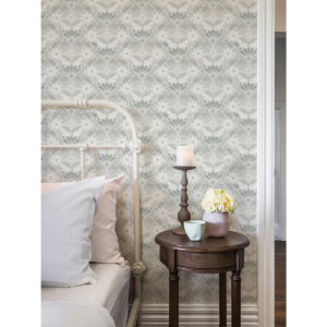 Klockrike Light Grey Botanical Damask Wallpaper