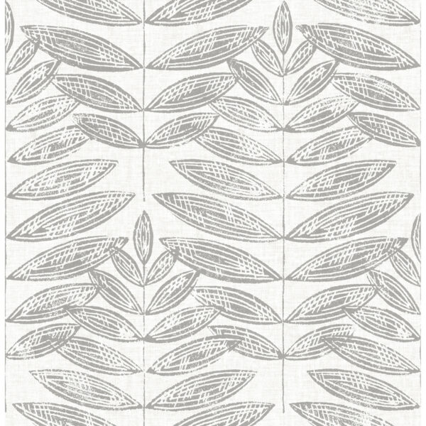 Akira Grey Leaf Wallpaper