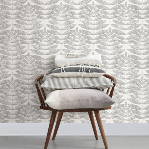 Akira Grey Leaf Wallpaper