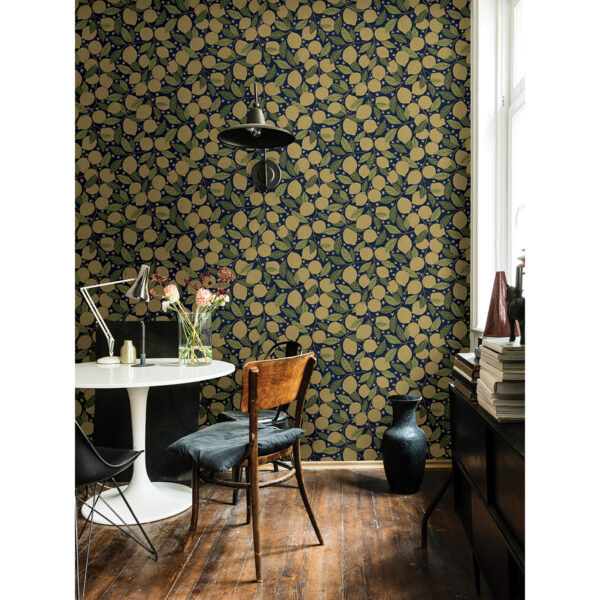 Lemona Navy Fruit Tree Wallpaper - Image 2