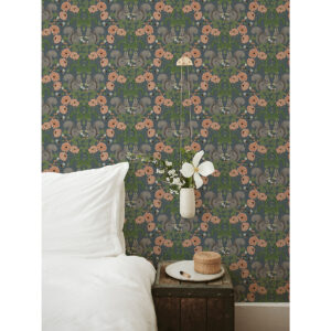 Kurre Blue Woodland Damask Wallpaper