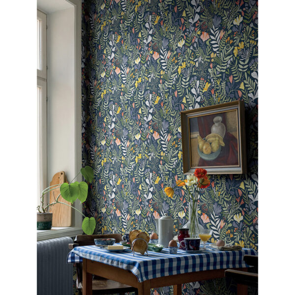 Brittsommar Navy Woodland Floral Wallpaper - Image 2