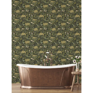 Hybbe Dark Green Hydrangea Garden Wallpaper
