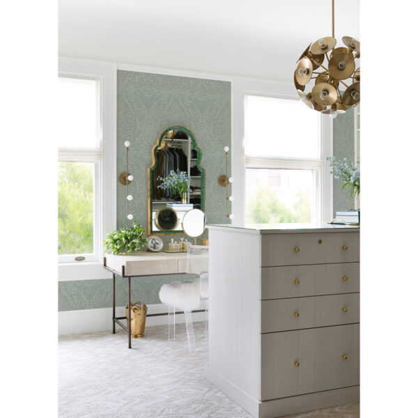 Maris Silver Flock Damask Wallpaper - Image 2