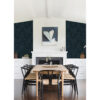 Maris Indigo Flock Damask Wallpaper - Image 4