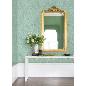 Maris Mint Flock Damask Wallpaper