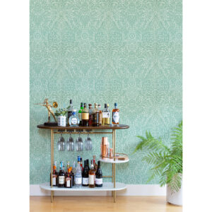 Maris Mint Flock Damask Wallpaper