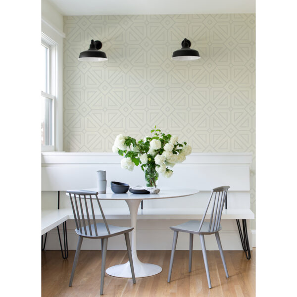 Voltaire Grey Beaded Geometric Wallpaper - Image 2