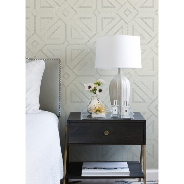Voltaire Grey Beaded Geometric Wallpaper - Image 4