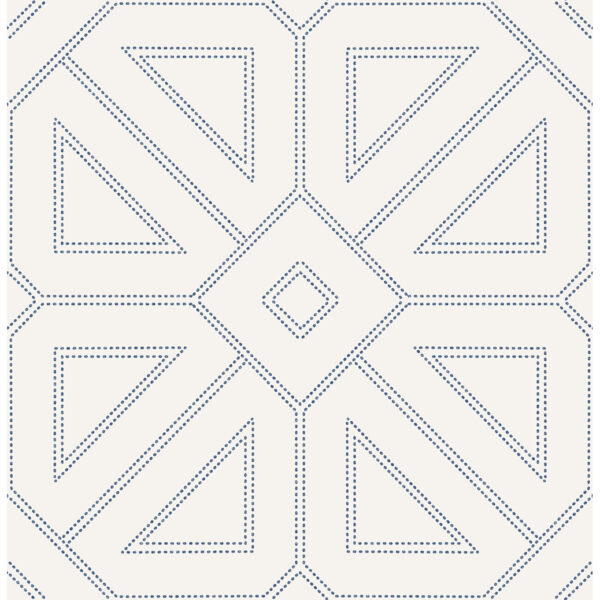 Voltaire Indigo Beaded Geometric Wallpaper