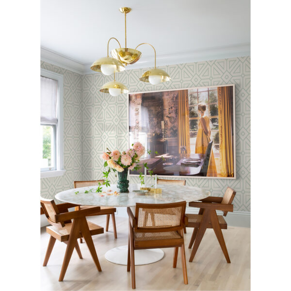 Voltaire Green Beaded Geometric Wallpaper - Image 4