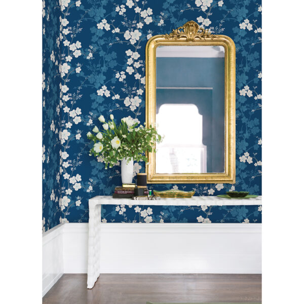Nicolette Navy Floral Trail Wallpaper - Image 2