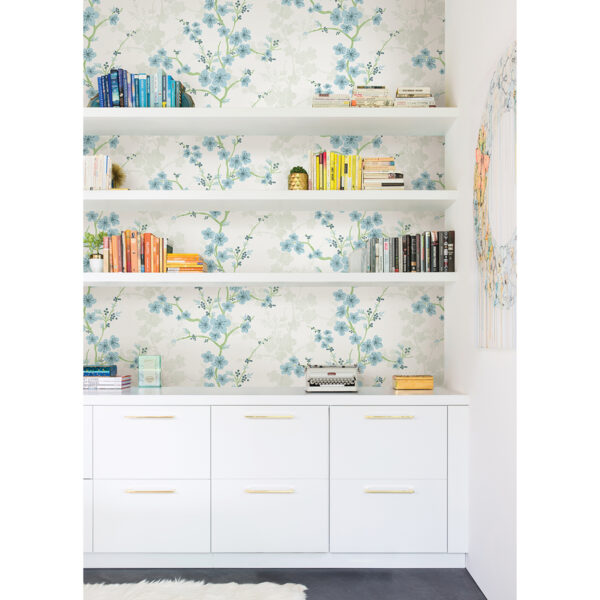 Nicolette Light Blue Floral Trail Wallpaper - Image 2