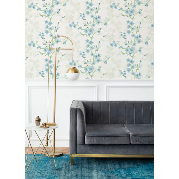 Nicolette Light Blue Floral Trail Wallpaper - Image 3