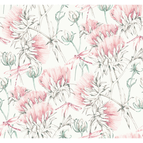 Mariell Pink Dragonfly Wallpaper