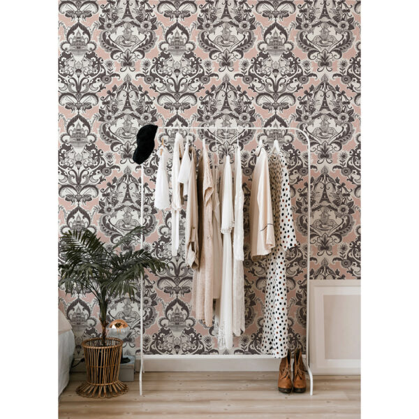Sadie Blush Parisian Damask Wallpaper - Image 2