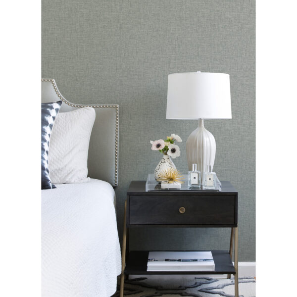 Bentley Slate Faux Linen Wallpaper - Image 3