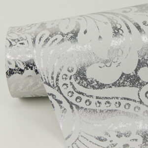 Artemis Platinum Damask Wallpaper
