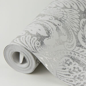 Artemis Platinum Damask Wallpaper