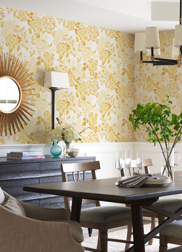 Irina Yellow Floral Blooms Wallpaper - Image 2