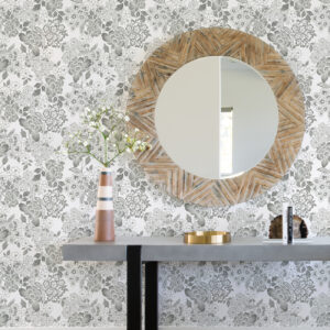 Irina Grey Floral Blooms Wallpaper