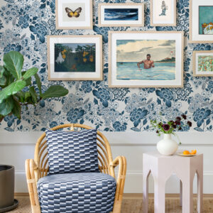 Irina Blue Floral Blooms Wallpaper