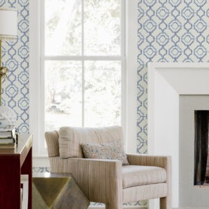Gallina Blue Trellis Wallpaper