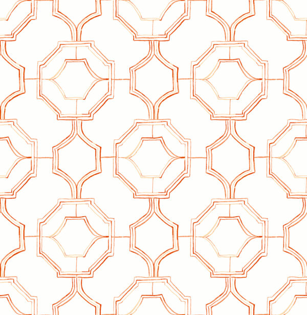 Gallina Orange Trellis Wallpaper