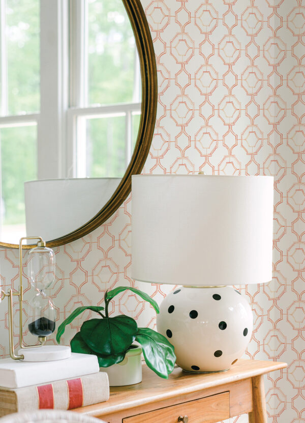 Gallina Orange Trellis Wallpaper - Image 2