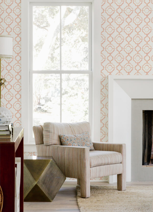Gallina Orange Trellis Wallpaper - Image 3
