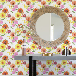Essie Yellow Painterly Floral Wallpaper
