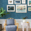 Emerson Teal Faux Linen Wallpaper - Image 2