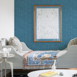 Emerson Teal Faux Linen Wallpaper