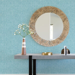 Emerson Light Blue Faux Linen Wallpaper