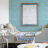 Emerson Light Blue Faux Linen Wallpaper - Image 3