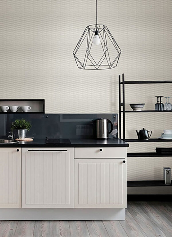 Gator White Geometric Stripe Wallpaper - Image 2