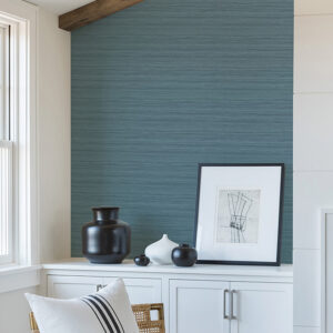 Shantung Blue Silk Wallpaper