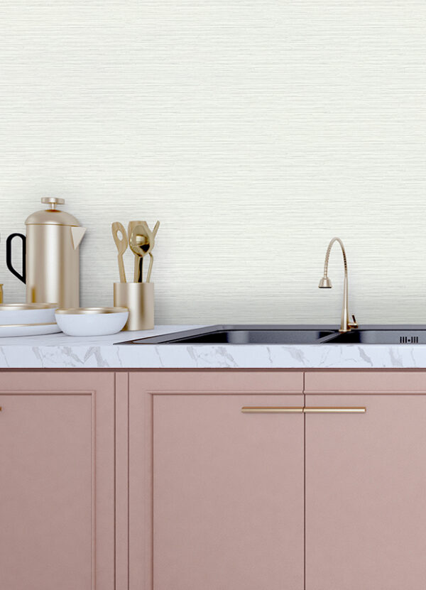 Rushmore White Faux Grasscloth Wallpaper - Image 3