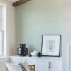 Rushmore Aqua Faux Grasscloth Wallpaper - Image 2