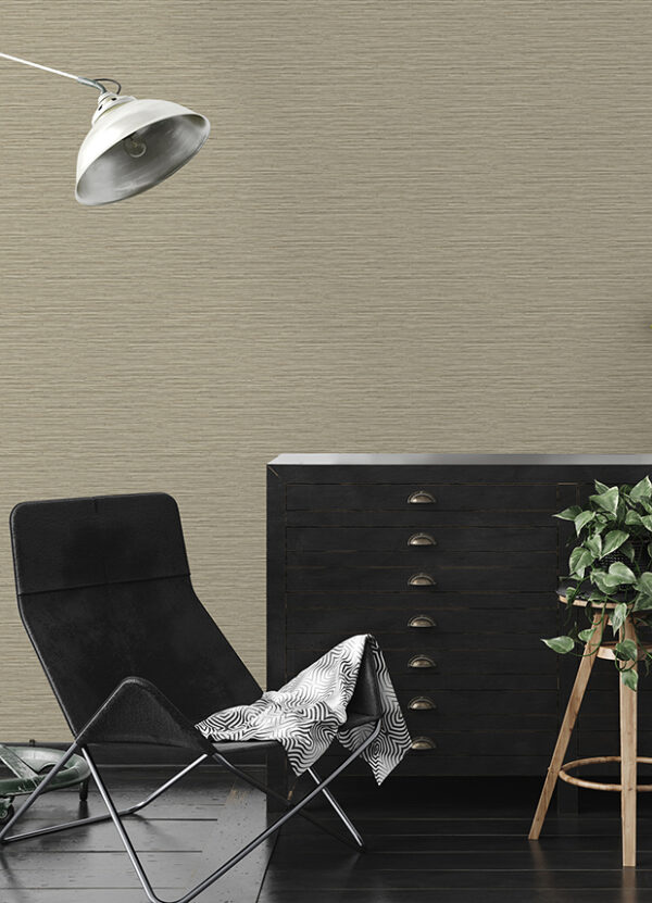 Rushmore Light Brown Faux Grasscloth Wallpaper - Image 2