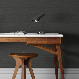 Rushmore Black Faux Grasscloth Wallpaper