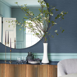 Rushmore Blue Faux Grasscloth Wallpaper