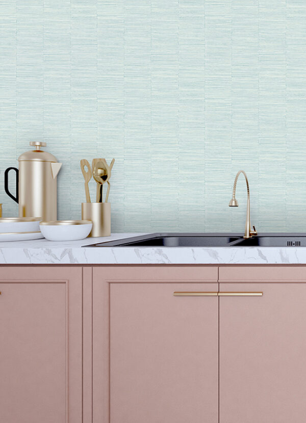 Jenga Aqua Striped Column Wallpaper - Image 2