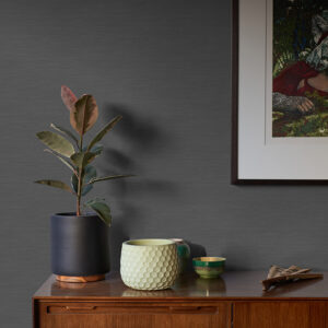 Moroccan Black Sisal Texture Wallpaper