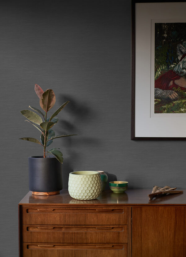 Moroccan Black Sisal Texture Wallpaper - Image 3