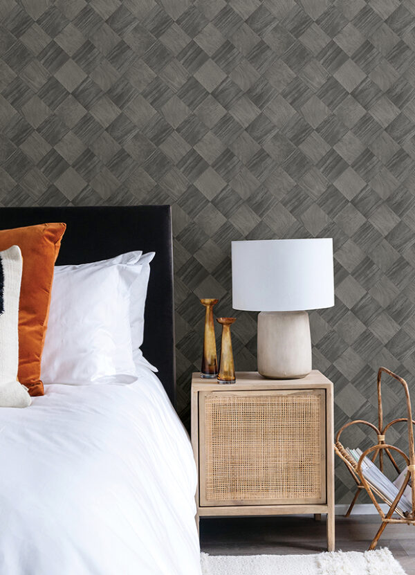 Thriller Black Wood Tile Wallpaper - Image 2