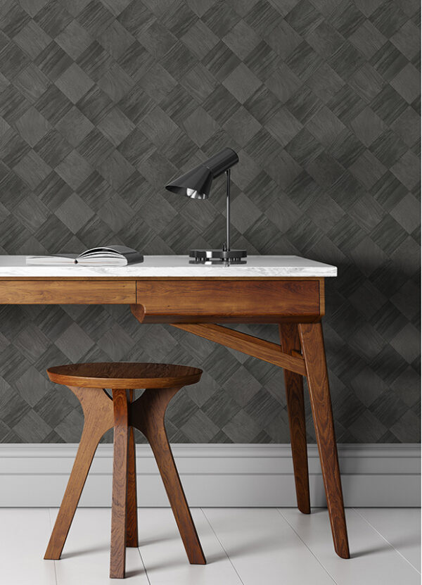 Thriller Black Wood Tile Wallpaper - Image 3