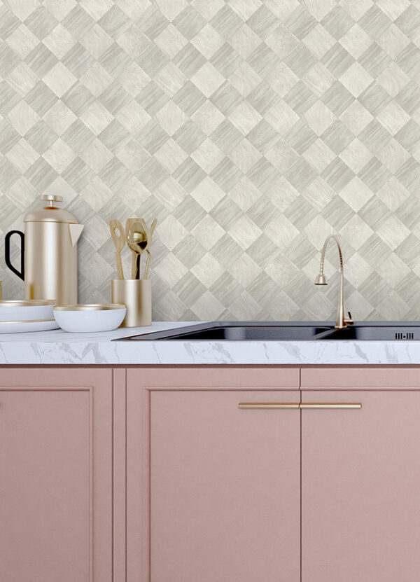 Thriller Light Grey Wood Tile Wallpaper - Image 3