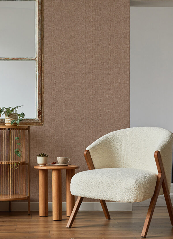 Snuggle Coral Woven Texture Wallpaper - Image 2